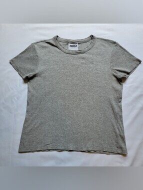 FCT Basics With Love Womens Large Baby Tee Grey Ribbed T Shirt